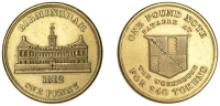 19th Century Tokens, WARWICKSHIRE, Birmingham, Workhouse, Proof Penny, 1812, in gilt-copper, elevation of Workhouse,...