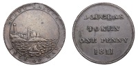 19th Century Tokens, ISLE OF MAN, Douglas, Douglas Bank Co (William Littler, Robert Littler and James Dove), Penny,...