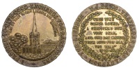 Miscellaneous Tokens and Checks, WARWICKSHIRE, Birmingham, William Davis, 1900, brass, by J.A. Restall, view of Holy...
