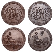 Miscellaneous Tokens and Checks, LONDON, Lambeth, Benjamin Nightingale, copper (2), by W.J. Taylor, both 1843, 30mm,...