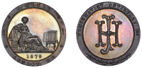 Miscellaneous Tokens and Checks, LONDON, Bloomsbury, James Henry [Dormer], silver, 1879, reclining female in antique...
