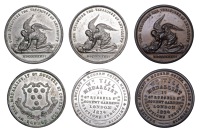 Miscellaneous Tokens and Checks, LONDON, Great Russell Street, William Till (3), copper and white metal, Father Time...