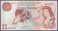 Isle of Man Government, J.Cashen, £20, ND (1991), serial number D000006, uncirculated, the final prefix for type,...