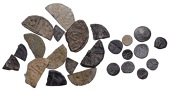 Fractional and minim-sized lead tokens (24), including a group of 10, 7-10mm each, at least two of which are of the...