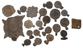 Lead badges and pendants (22), mostly complete, one large (50-60mm), others sizes 14-28mm [22]. Mostly fair to fine	...