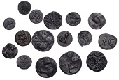 Late Elizabethan to mid-17th century, a group (16), similarly patinated, all found in one location, with a variety...