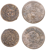 CITY, Chick Lane, Thomas Cowly, Farthing, 1666, 1.41g/9h (N 6771, this piece; D 607A), Halfpenny, 1666, 1.89g/3h (N...