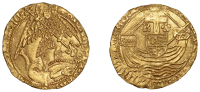 Richard III (1483-1485), Angel, mm. sun and rose 2, reads ricard and franc, saltire to the left of spear head, ...