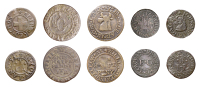 CITY, Cow Lane, John Beard, Farthing, 1.01g/6h (N 6818, this piece; BW. 764); Eliz. Goddard, Farthing, 1.12g/12h (N...