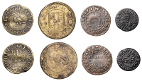 CITY, Dice Key [Custom House], William Dew, Halfpenny, 1668, 1.22g/3h (N 6857, this piece, recté 1.22g; BW. 829);...