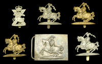 Fife and Forfar Yeomanry Officer’s Waist Belt Plate, and assorted Cap Badges.
A very good silver plated...