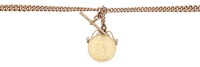 A 9ct gold Albert chain and coin pendant, the curb-link chain suspending a Victoria two pound gold coin, 1887, with...