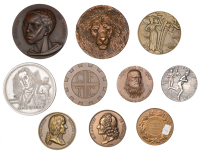 France, Compagnie Générale Transatlantique, Lancement de SS Colombie, 1950, a bronze medal by M.-F. Renard, robed...