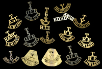 Scottish Shoulder Titles.
A good selection with some scarce examples including ‘T. R.E. Royal Scots’; ‘Y....