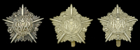 Guards Machine Gun Regiment Cap Badges. 
Good and scarce die-stamped white metal examples (3) one example silver...