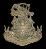 Cambridge University Volunteer Rifle Corps Pouch Badge
A very good and scarce blackened brass pre. 1878 example,...