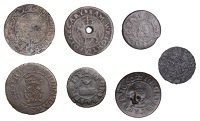 CITY, Grub Street, John Dawson, Halfpenny, 1666, 1.72g/2h (N 7048, this piece; BW. 1282); Robert Fowler, Farthing,...