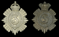 3rd Lanarkshire Rifle Volunteers Glengarry Badges.
Very good die-stamped examples (2) the first a bronze example,...