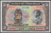 Banque du Congo Belge, specimen 50 Francs, 1951, series Q, all-zero serial numbers, Feyerick and Charles signatures,...