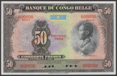 Banque du Congo Belge, specimen 50 Francs, 1952, series U, all-zero serial numbers, Feyerick and Callens signatures,...