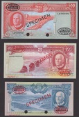 Banco de Angola, 50, 100, and 500 Escudos, 10 June 1962, prefixes 1AZ, 1KW, and 1JP respectively, all with red or...
