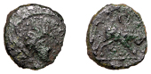 British Iron Age, CATUVELLAUNI and TRINOVANTES, Cunobelin (c. AD 8-41), bronze Unit, Butting Bull type, head right,...