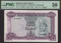 Bank Negara Malaysia, 1000 Ringgit, ND (1972), serial number A/1 104059, Ismail Mohd. Ali signature, in PMG holder...