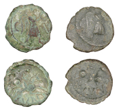 British Iron Age, CATUVELLAUNI, Cunobelin (c. AD 8-41), bronze Units (2), Victory Horseman type, Victory standing...