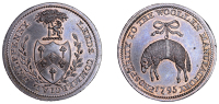 18th Century Tokens, YORKSHIRE, Leeds, Samuel Birchall, Halfpenny, 1795, arms, rev. fleece, edge payable by the...