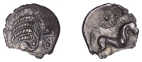 British Iron Age, ICENI, Uninscribed issues, silver Unit, Norfolk Diadem type, female head right, diadem above...