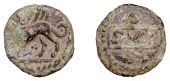 British Iron Age, CATUVELLAUNI, Rues (c. AD 1-10), bronze Unit, Griffin type, rvis in tablet, ring above and below,...