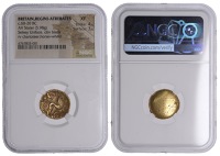 British Iron Age, ATREBATES and REGNI, Uninscribed series, Stater, British Qb [Sesley Uniface type], trace of...