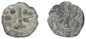 British Iron Age, DUROTRIGES, Uninscribed issues, cast bronze Unit, Hengistbury Wreath type, spike through centre,...