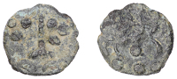 British Iron Age, DUROTRIGES, Uninscribed issues, cast bronze Unit, Hengistbury Wreath type, spike through centre,...