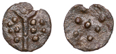 British Iron Age, DUROTRIGES, Uninscribed issues, cast bronze Unit, Hengistbury Multi Dots type, spike through...