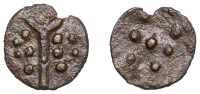 British Iron Age, DUROTRIGES, Uninscribed issues, cast bronze Unit, Hengistbury Multi Dots type, spike through...