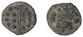 British Iron Age, DUROTRIGES, Uninscribed issues, cast bronze Unit, Hengistbury Multi Dots type, spike through...