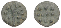 British Iron Age, DUROTRIGES, Uninscribed issues, cast bronze Unit, Hengistbury Multi Dots type, spike through...
