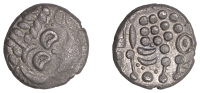 British Iron Age, DUROTRIGES, Uninscribed issues, silver Stater, Turf Cutter/Cranborne Chase type, devolved head of...