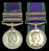 General Service 1962-2007, 2 clasps (2) Borneo, Malay Peninsula (23358227 Cpl. D. Pallett. RAPC.); Borneo, Northern...