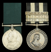 Volunteer Force Long Service Medal, E.VII.R. (593 Pay-Mr.-Serjt: A. Burnie. 1st. V.B. Midd’x Regt.); Service Medal...
