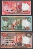 Banco de Angola, specimen 20, 50, 100, 500, and 1000 Escudos, 24 November 1972, prefixes AN, AN, AB, BL, and AC,...