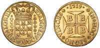 Brazil, John V, 4000 Réis, 1719, Bahia (Bentes 118.06; KM. 106). Once mounted with resultant edge marks, otherwise...