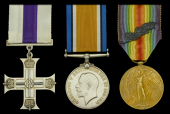 A Great War ‘Western Front’ M.C. group of three awarded to Lieutenant A. Otterburn, 2/5th Battalion,...