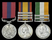 A Boer War D.C.M. group of three awarded to Sergeant A. J. Clarke, 2nd Battalion, Gloucestershire Regiment (Mounted...