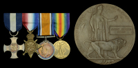 A Great War trawler action D.S.C. group of four awarded to Skipper A. E. Sayers, Royal Naval Reserve, for gallantry...