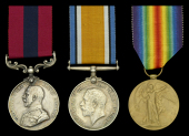 A Great War ‘Western Front’ D.C.M. group of three awarded to Private A. H. Clarke, 1/6th Battalion,...