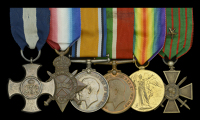 An interesting Great War D.S.C. group of six awarded to Lieutenant J. McLoughlin, Royal Naval Reserve, for the...