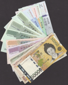 Bank of Korea, South Korea, 5000 and 10000 Won, 1977-79, 1000, 5000, and 10000 Won, 1983, 10000 Won, 1994, 5000 and...