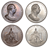 Union of Great Britain and Ireland, 1801, medal by J.G. Hancock and P. Kempson, in copper and white metal, draped...